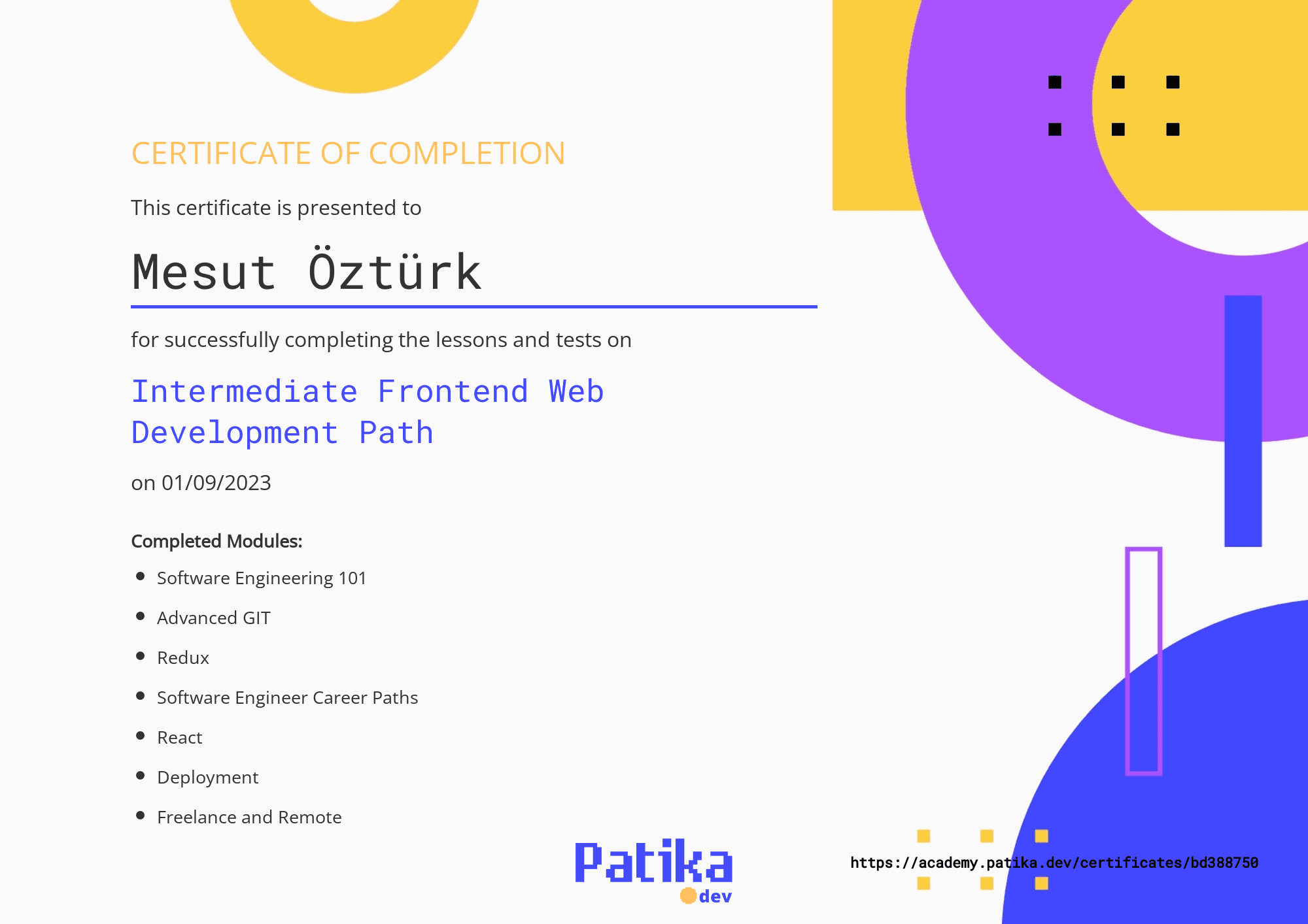 intermediate frontend web development